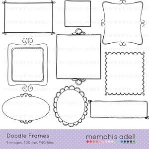 Doodle Frames / Digital Image / Digital Clip Art for Scrapbooking, Invitations, and more
