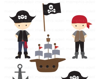 Pirate Boys / Digital Image / Digital Clip Art for Scrapbooking, Invitations, and more