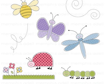Little Bugs / Cute Digital Image / Digital Clipart for scrapbooking, invitations, and more