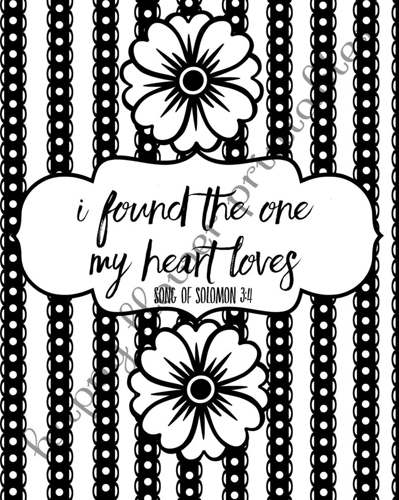 5 Love Bible Verse Coloring Pages Inspiration Quotes Bridal Etsy