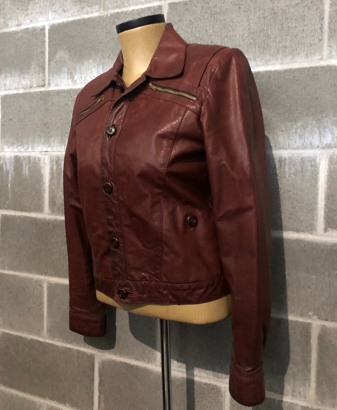 Glasswater Leathers Maroon Leather Jacket Womens | Etsy