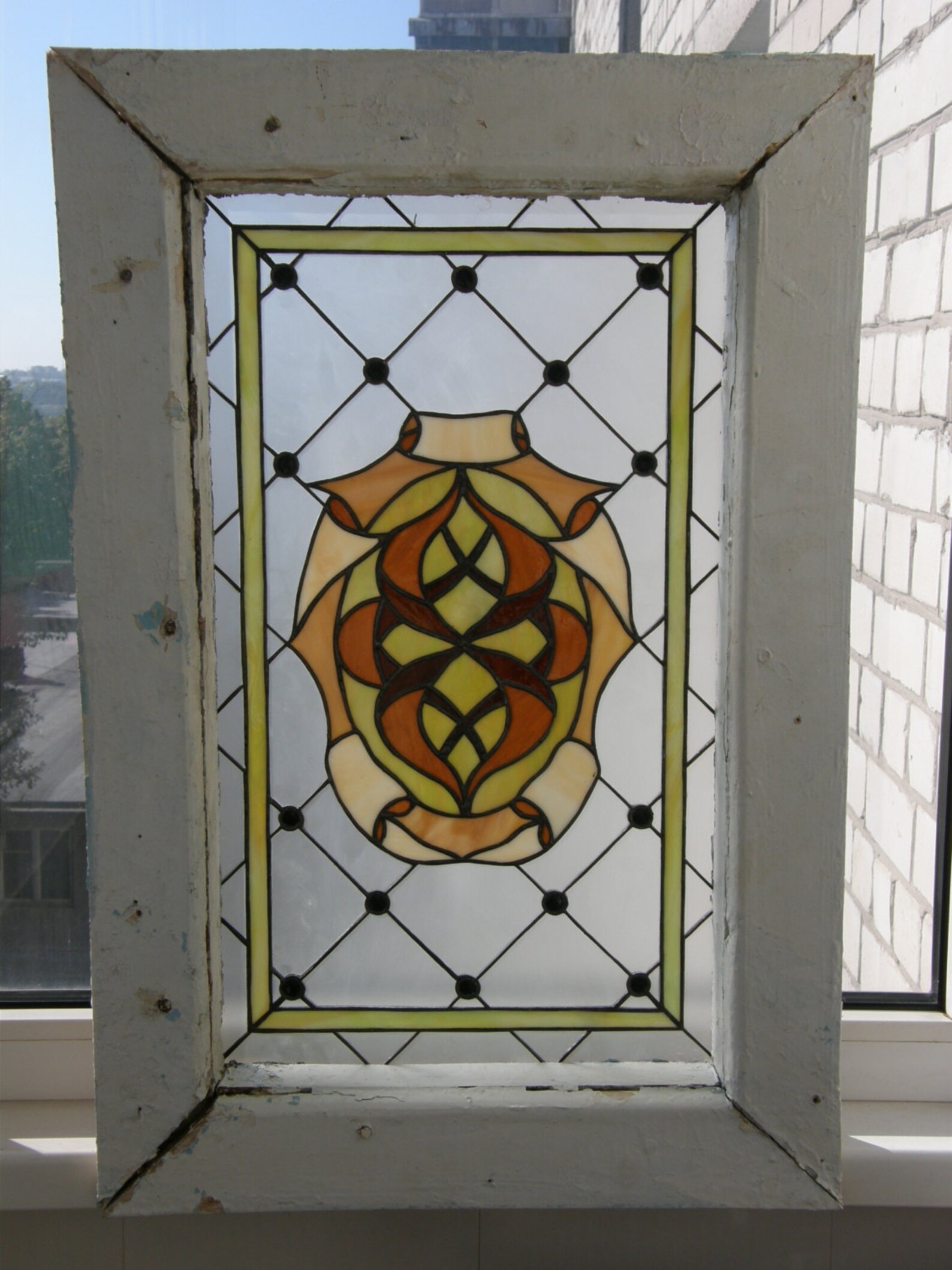 Stained Glass Panel the Shield Etsy