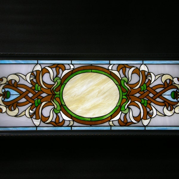 Stained glass panel with backlight to hang on the wall.