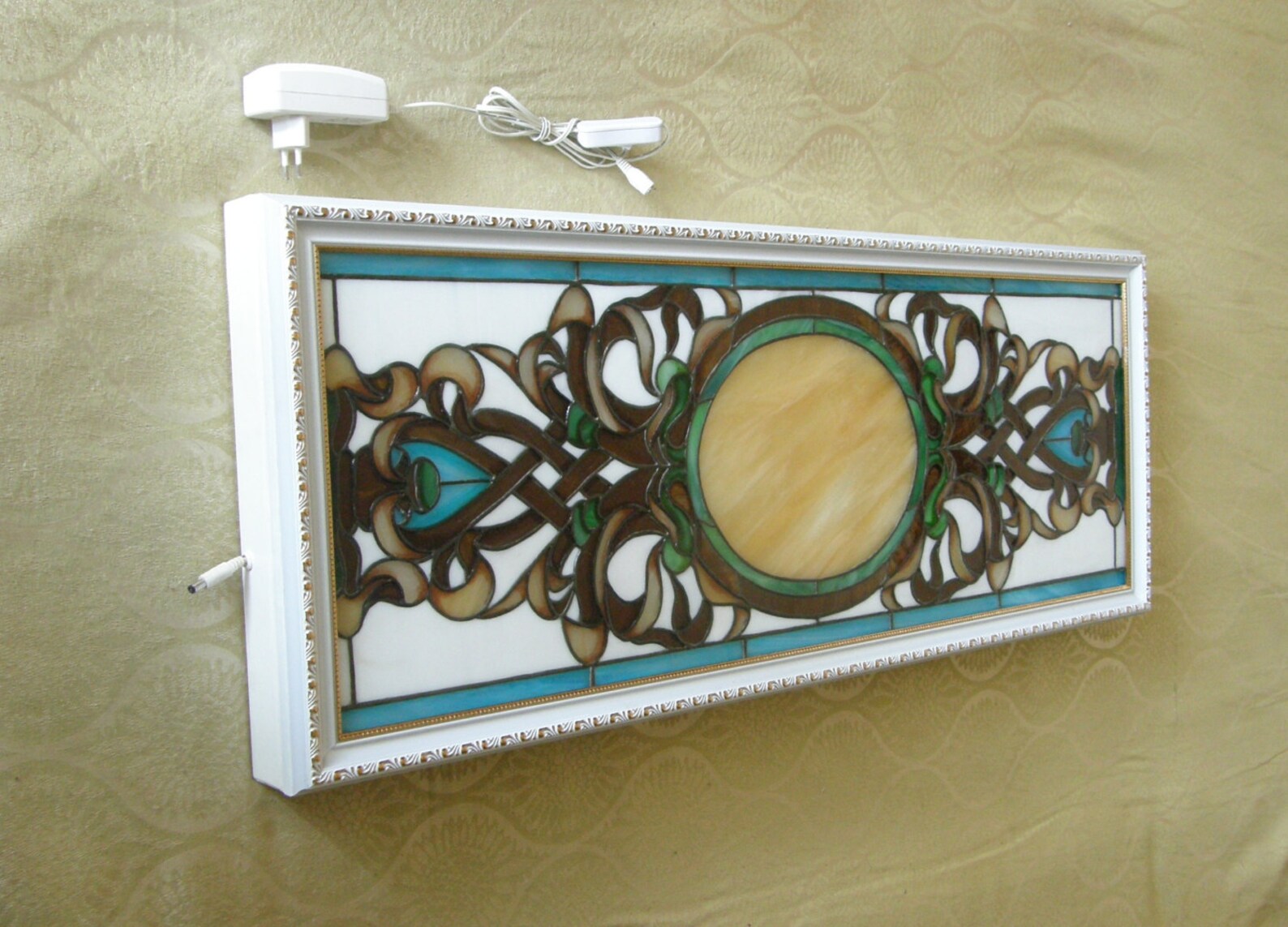 Stained glass panel with backlight to hang on the wall. Etsy