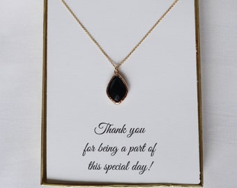 Black Bridesmaid Gift, Black Necklace for Bridesmaids, Black Wedding Necklace, Bridal Party Gifts, NK1