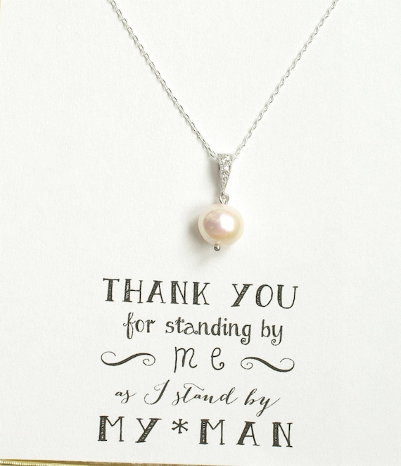 Bridal Party Gifts Bridesmaid Jewelry Gift Pearl Bridesmaid Necklace Real Pearl Necklace Silver NK1 Single Pearl Necklace in Silver