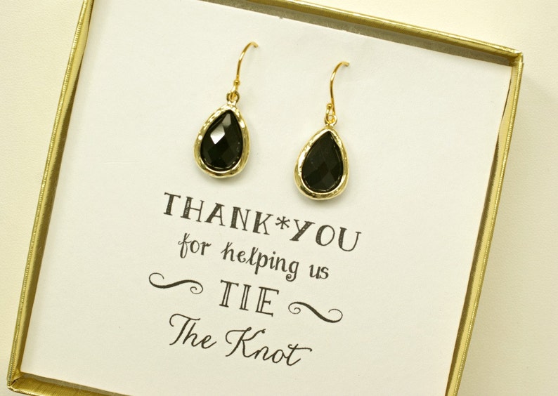 Black Earrings for Bridesmaids, Black Bridesmaid Jewelry, Dark Jewelry, Black Wedding Earrings, Black Jewelry, Black Silver earrings, ES1 image 4