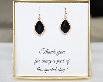 Black Earrings for Bridesmaids, Black Bridesmaid Jewelry, Dark Jewelry, Black Wedding Earrings, Black Jewelry, Black Silver earrings, ES1