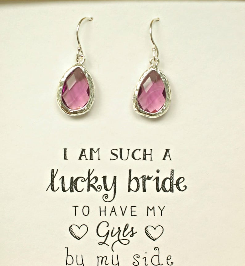 Set of 4 Bridesmaid Purple Amethyst Earrings ES4 Purple Earrings for Bridesmaids Bridesmaid gift Gifts for Bridesmaids