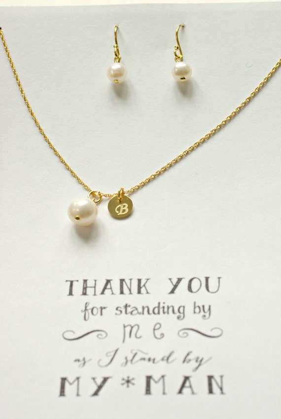 Pearl Necklace Gold Initial Single Pearl Personalized Necklace Bridesmaid Gift Necklace Bridesmaid Proposal Necklace HP1