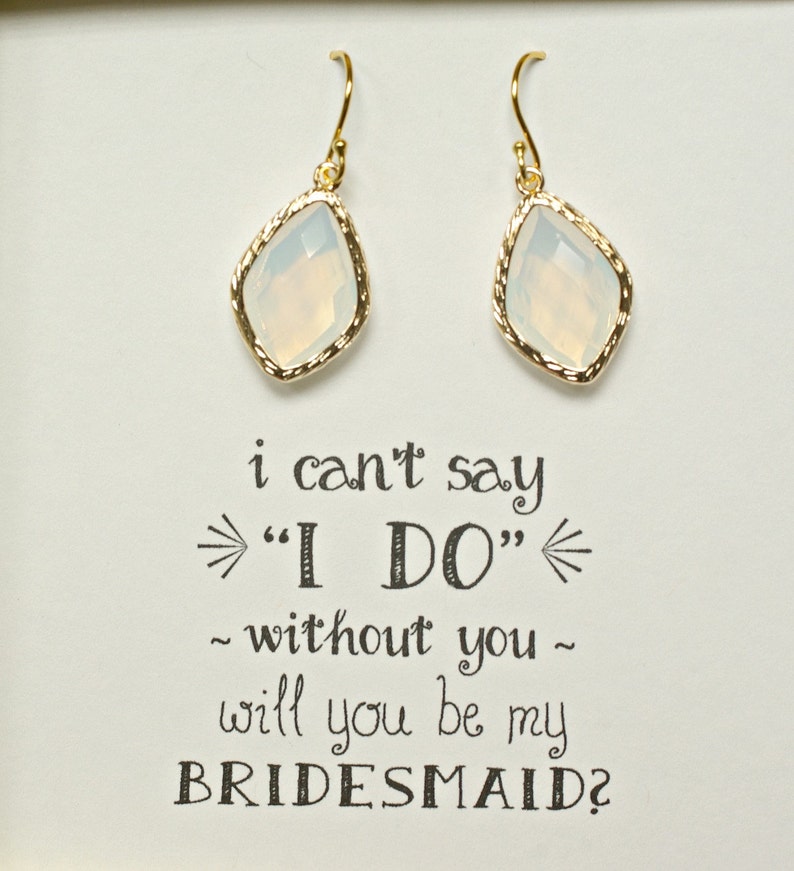 6 Earring Sets Bridesmaid Opal Gold Earrings Gold Opal Earrings Gifts for Bridesmaids Bridal Opal earrings White Wedding ES6