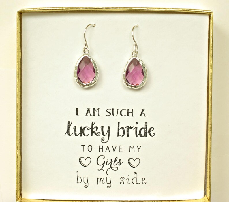 Set of 4 Bridesmaid Purple Amethyst Earrings ES4 Purple Earrings for Bridesmaids Bridesmaid gift Gifts for Bridesmaids
