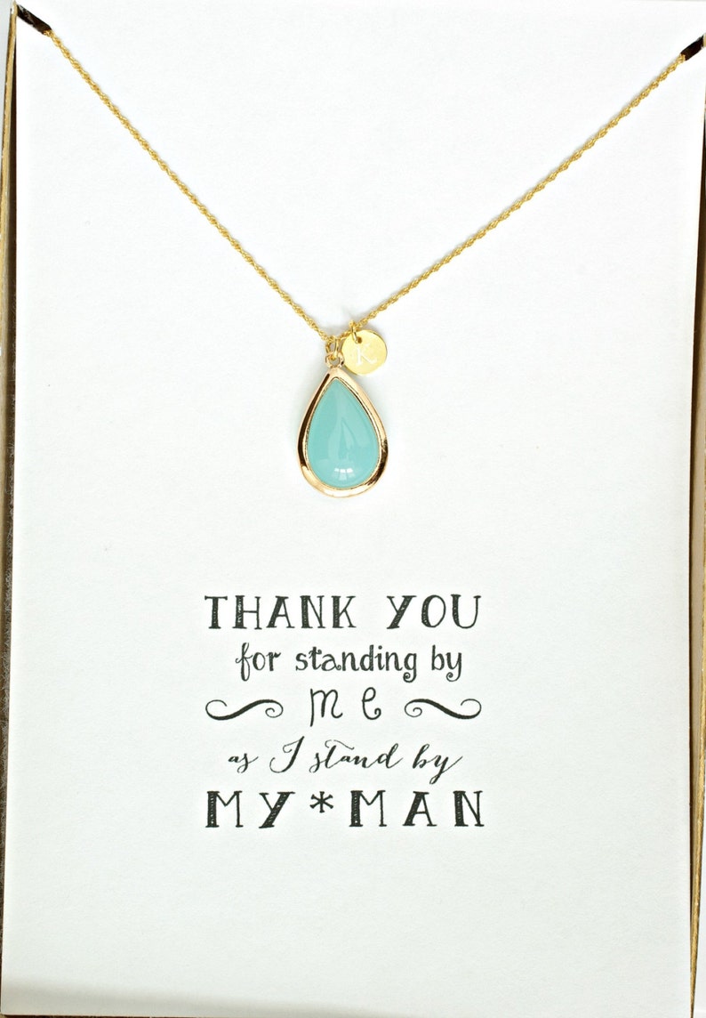Bridesmaid Proposal Necklace Bridesmaid Personalized Necklace HP8 Set of 8 Mint Bridesmaid Necklace Gold Initial Bridesmaid Jewelry Gift