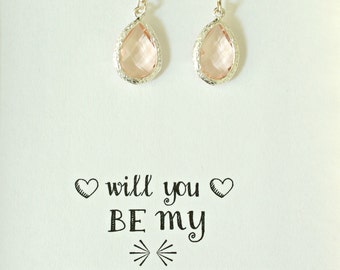 Blush Earrings, Will you be my bridesmaid gift, Blush Bridesmaid Earrings, Pink Wedding, Blush Wedding earrings , Blush Bridal Earrings, ES1