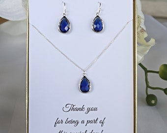 Navy Blue Bridesmaid Jewelry Set Necklace and Earrings, Just Earrings for Bridesmaids OR Necklace for Bridesmaids, MP1