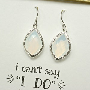 White Opal Earrings, Bridesmaid Gold Opal Earrings, Silver Opal Earrings, Opal Bridal earrings, Gifts for Bridesmaids, Opal Wedding, ES1