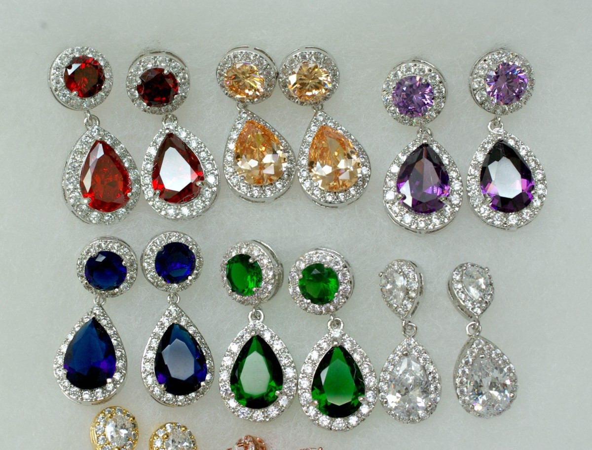 Red Bridal Jewelry Set Necklace and Earrings, Ruby Red Bridesmaid Jewelry Set, Earrings OR