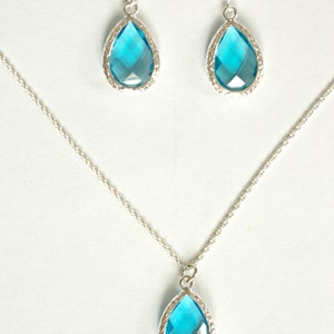 Blue Necklace Earrings Set Silver, Sky Blue Topaz Jewelry Set, Maid of Honor Gift, Bridesmaid Jewelry Gifts, Wedding Gifts, MP1 image 2