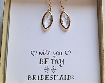 Bridesmaids Crystal Earrings Sterling Silver Gold vermeil