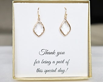 Bridesmaid Crystal Earrings, Earrings for Bridesmaid Gifts, Clear Crystal Earring, ES1