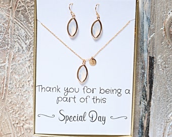 Opal Bridesmaid Jewelry Set, Gold Vermeil Necklace and Earrings