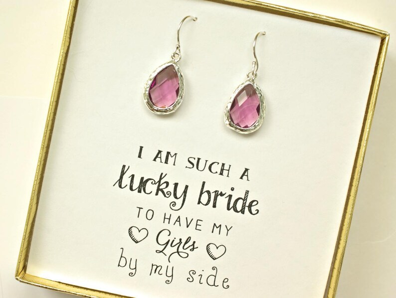Set of 4 Bridesmaid Purple Amethyst Earrings ES4 Purple Earrings for Bridesmaids Bridesmaid gift Gifts for Bridesmaids