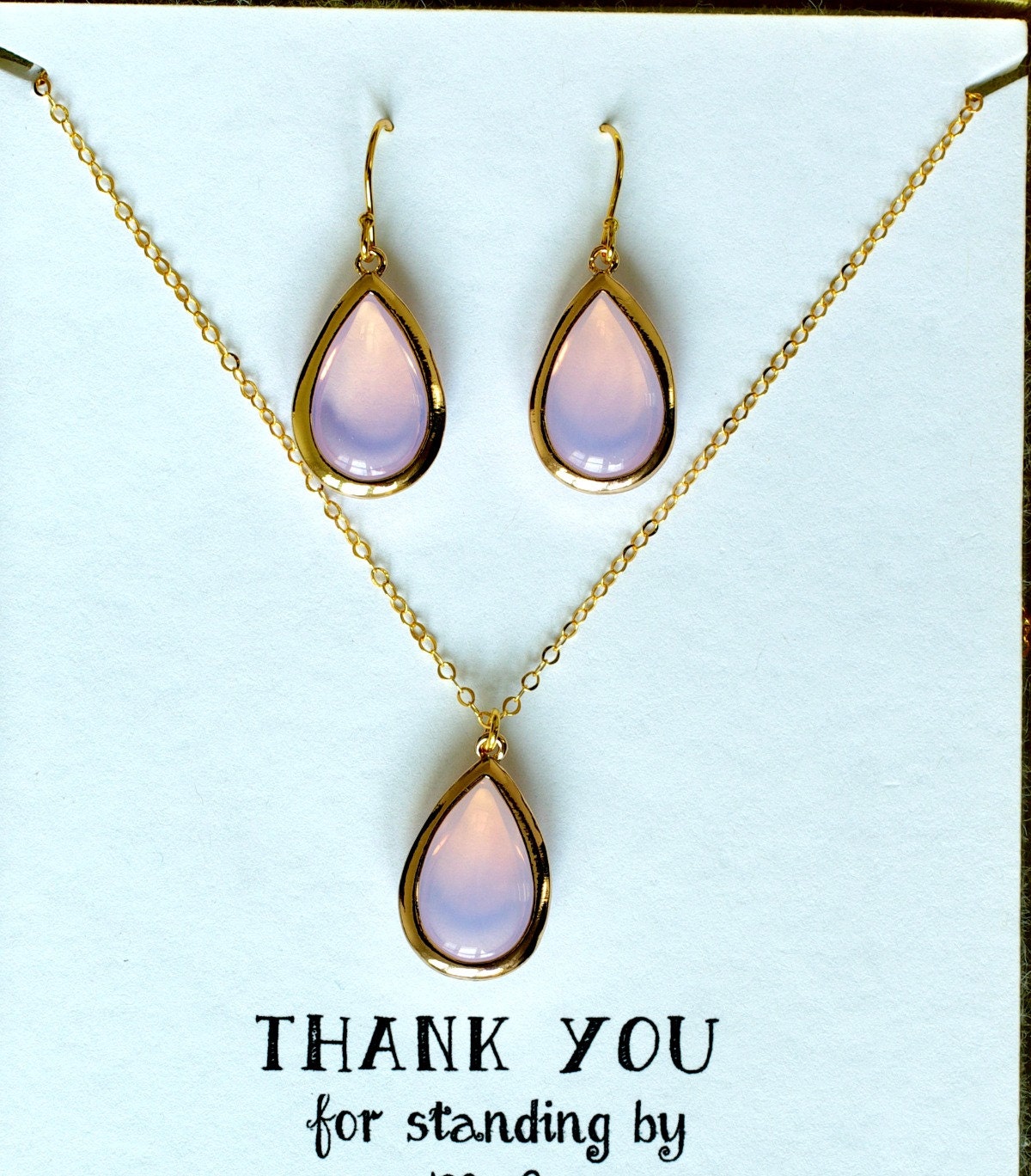 Blush Pink Jewelry Set Light Pink Opal Necklace and Earrings Etsy