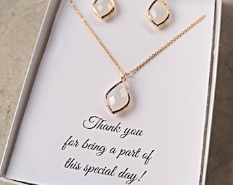 Gold Vermeil Opal Bridesmaid Jewelry Set | Wedding Gift