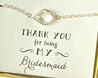 Crystal Bridesmaid Bracelet, Sterling Silver Wedding Jewelry