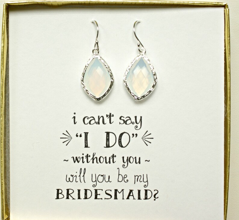 6 Earring Sets Bridesmaid Opal Gold Earrings Gold Opal Earrings Gifts for Bridesmaids Bridal Opal earrings White Wedding ES6