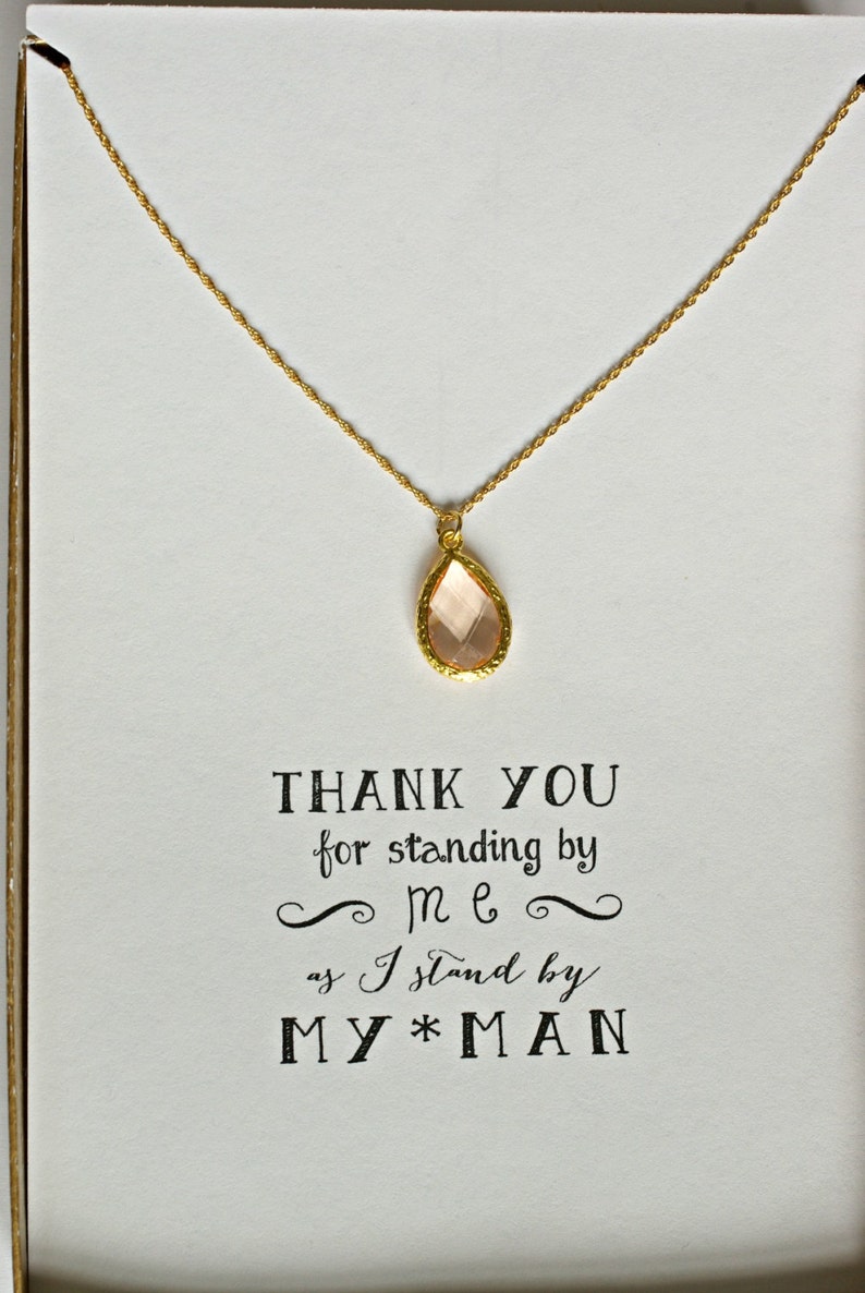 Blush Bridesmaid Necklace Champagne peach necklace Set of 7 Peach Necklaces Gold NK7 Bridal Party Gifts Peach Bridesmaid Jewelry Gift