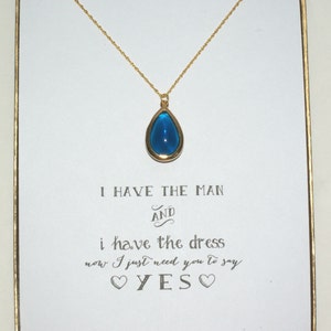Navy Blue Bridesmaid Gold Necklace, Bridesmaid Blue Necklace, Bridesmaid Jewelry Gift, Bridal Party Gifts, Dark Blue, NK1
