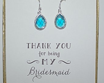 Blue Bridal Earrings Silver, Teal Bridesmaid Earrings, Sky Blue Earrings, Blue Bridesmaid Earrings, Ocean Blue Earrings, ES1