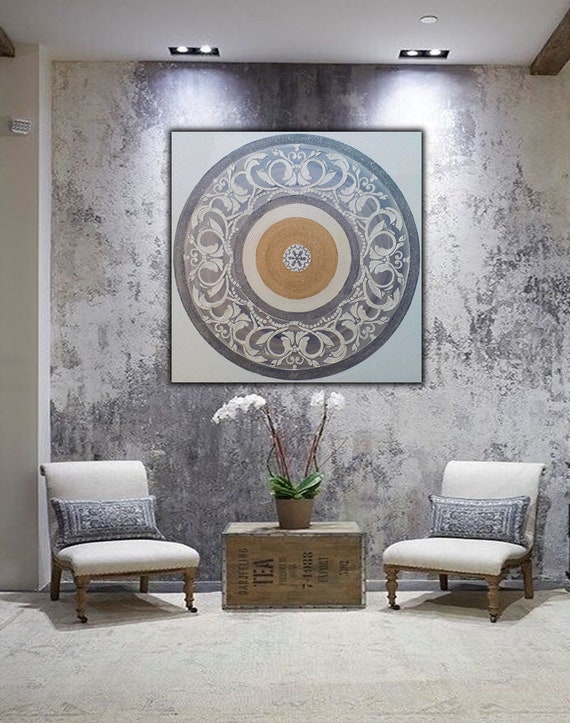 Original Abstract Metallic Black Silver Pearl Oil Painting Colored Circle Modern Wall Art Extra Large Painting On Canvas House Artwork