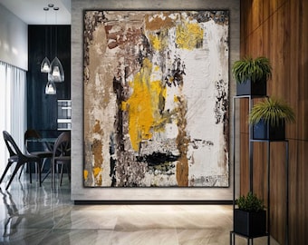 Abstract Wall Art Decor - Large Canvas Painting, Metallic Modern Contemporary Design