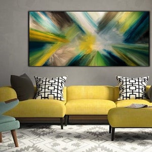 Metallic Wall Art: Extra Large Abstract Oil Painting - Modern Decor
