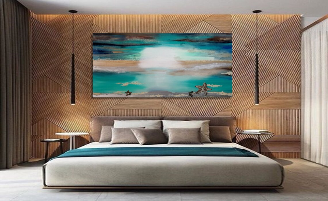 Colored Wall Art Deco Abstract Oil Painting. Metallic Modern Etsy