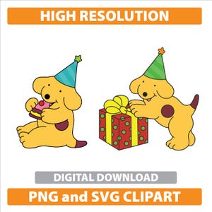 犬の誕生日クリップアート「スポット」｜パーティー用印刷物、SVG、PNG（デジタルダウンロード）
