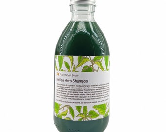 Vloeibare brandnetel- en kruidenshampoo 100% natuurlijk SLS-vrije glazen fles 250 ml