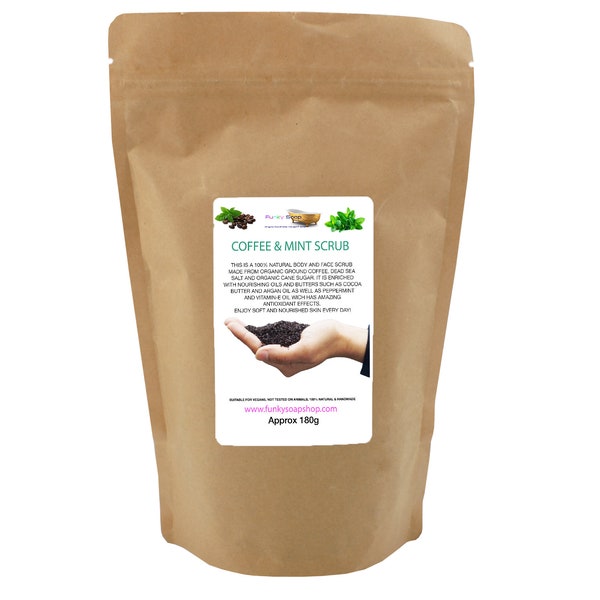 Coffee & Mint Body and Face Scrub, 100% Natural, 180g
