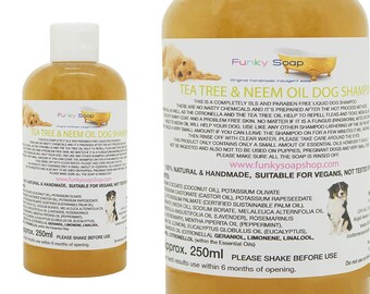 Lliquid Tea Tree & Neem Oil Dog Shampoo 100% Natural Handmade 250ml