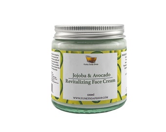 Glass Tub of Jojoba and Avocado Revitalising Cream, Normal and Dry skin, 120g