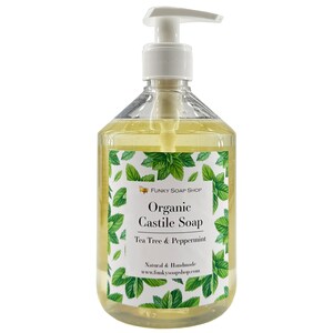 Organic Liquid Castile Soap, Tea Tree/ Peppermint 100% Natural SLS Free 500ml image 1