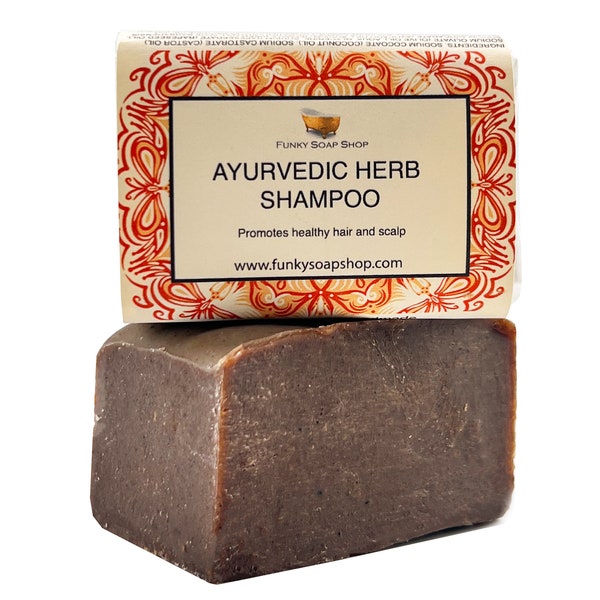 Barre de shampooing aux herbes ayurvédiques 100% naturelle faite à la main, 65g