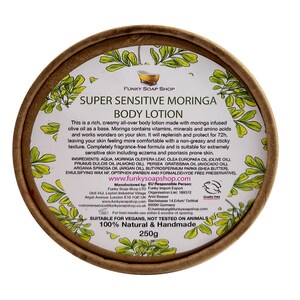 Super Sensitive Moringa Body Lotion, Fragrance Free, Kraft Tub 250g, Plastic Free image 2