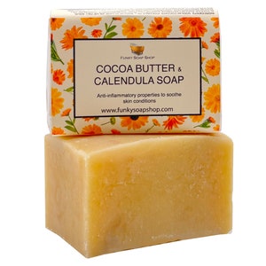 Cocoa Butter and Calendula Soap Bar 100% Natural Handmade 65g