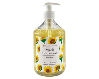 Organic Liquid Castile Soap, Unscented 100% Natural SLS Free 500ml