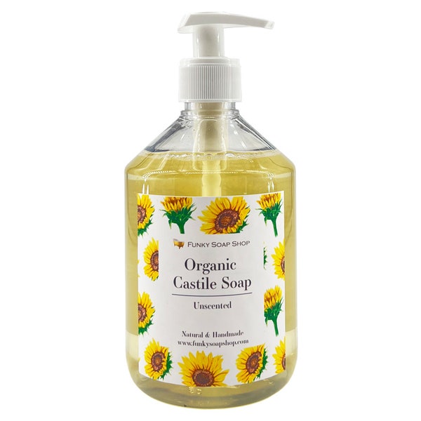 Organic Liquid Castile Soap, Unscented 100% Natural SLS Free 500ml