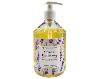 Organic Liquid Castile Soap, Lavender/Rosemary 100% Natural SLS Free 500ml