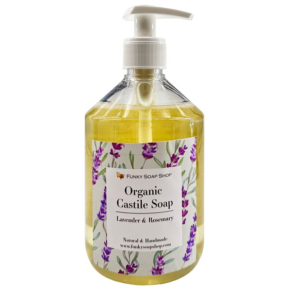 Organic Liquid Castile Soap, Lavender/Rosemary 100% Natural SLS Free 500ml